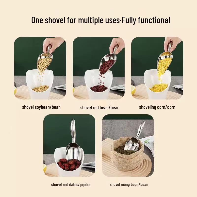 Stainless Steel Multi-purpose Flat Bottom Ice Shovel for Grain, Flour, Sugar, Tea, and Feed
