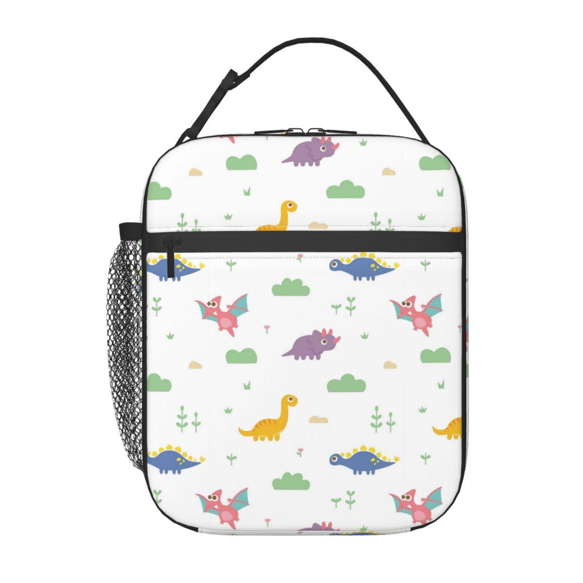 

Cartoon Light Color Dinosaur Pattern Insulated Lunch Bag for Women Kids Leakproof Food Boxes Thermal Lunch Box Tote One Size