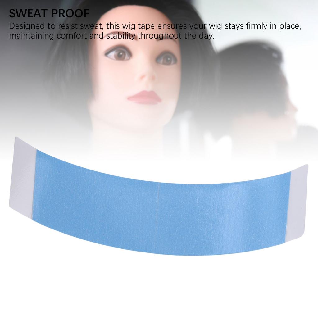 50 Pcs Double Sided Wig Tape Water Proof PU Strong Adhesive Lace Front Support Tape for Hairpiece Blue