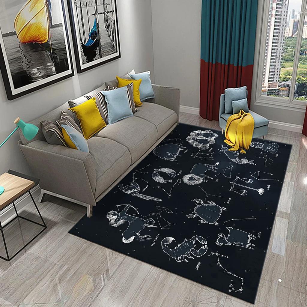 Twelve Constellations Carpet Astrology Rug Mystic Divination Rectangle Area Rugs for Adult Yoga Mats Living Room Decor Door Mat