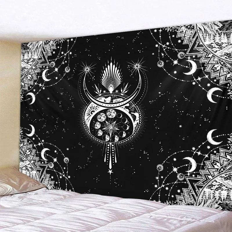 VIKAMA Dark Starry Sky Moon Tapestry Dreamlike Star And Moon Element Tapestry Bedroom Headboard InstagramStyle Decor Tapestry