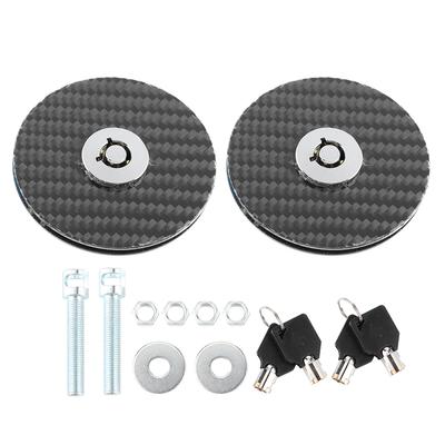 Universal Car Hood Pins Lock Clip Kit Carbon Fiber Style Engine Bonnet Push Button with 2 Keys