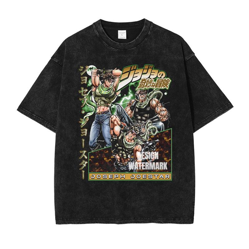 Hot Anime JoJos Bizarre Adventure Kira Yoshikage Giorno Giovanna Cool Print Tshirt Unisex Washed Cotton T Shirts Harajuku Tshirt