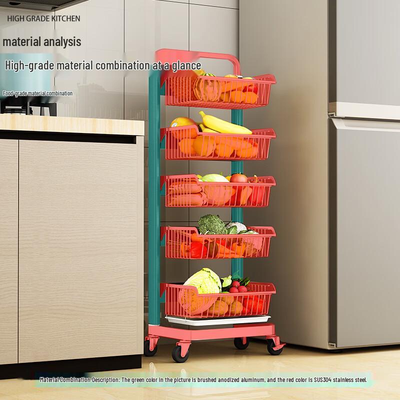 Space Aluminum Multi-Tier Rolling Kitchen Storage Rack