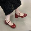2025 New Butterfly-knot Women Mary Jane Shoes Elegant Patent Leather Wedding Party Thick Heel Ladies Footwear