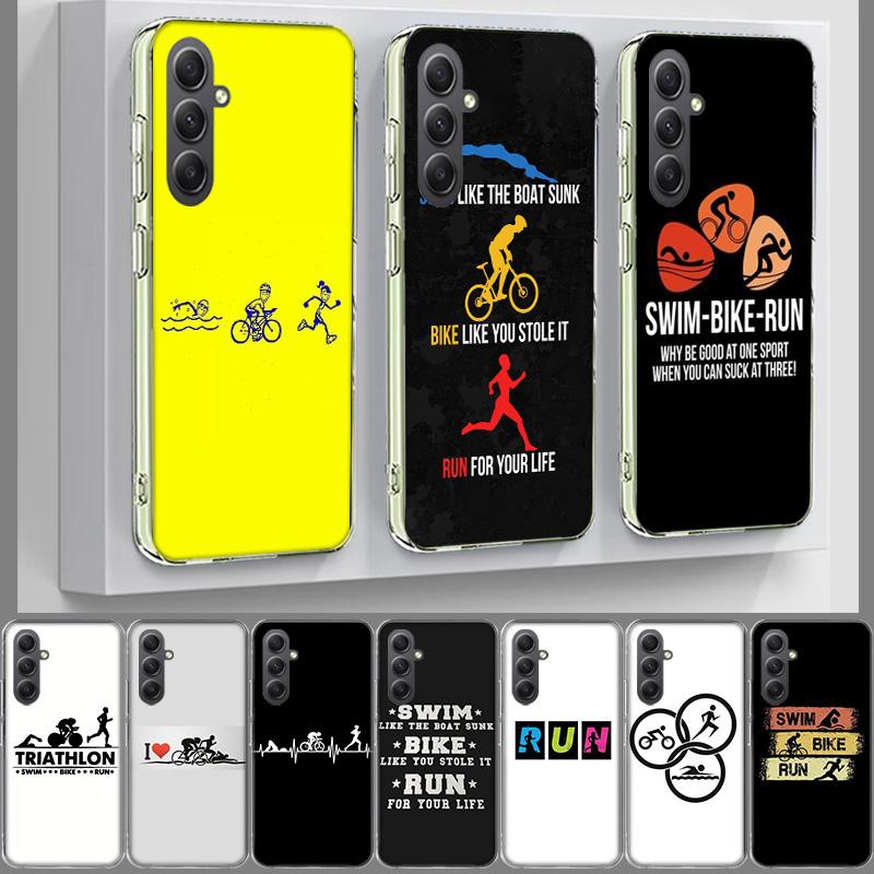 Triathlon Swim Bike Run Phone Case For Samsung A70 A50S A40 A30 A20E A16 A26 A36 A56 A17 Galaxy Note 20 10 9 8 A71 A51 A41 A31 A
