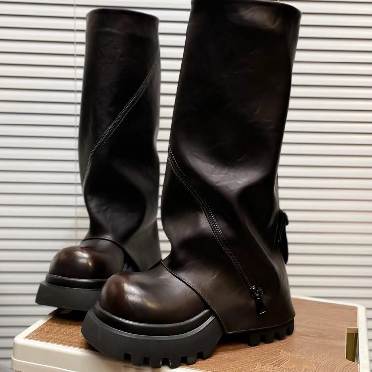 Europäische Plateau-Stiefel mit großem Reißverschluss, Martin-Stiefel, Lokomotivstiefel, Spice Girls-Stiefel, Hosen, lange Stiefel, kleine Damenschuhe