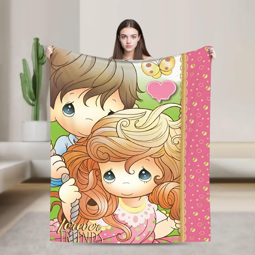 Precious Moments Blanket Picnic Flannel Bedding Throws For Couch Chair Sofa Bed Soft Warm Custom DIY Quality Bedspread Gift