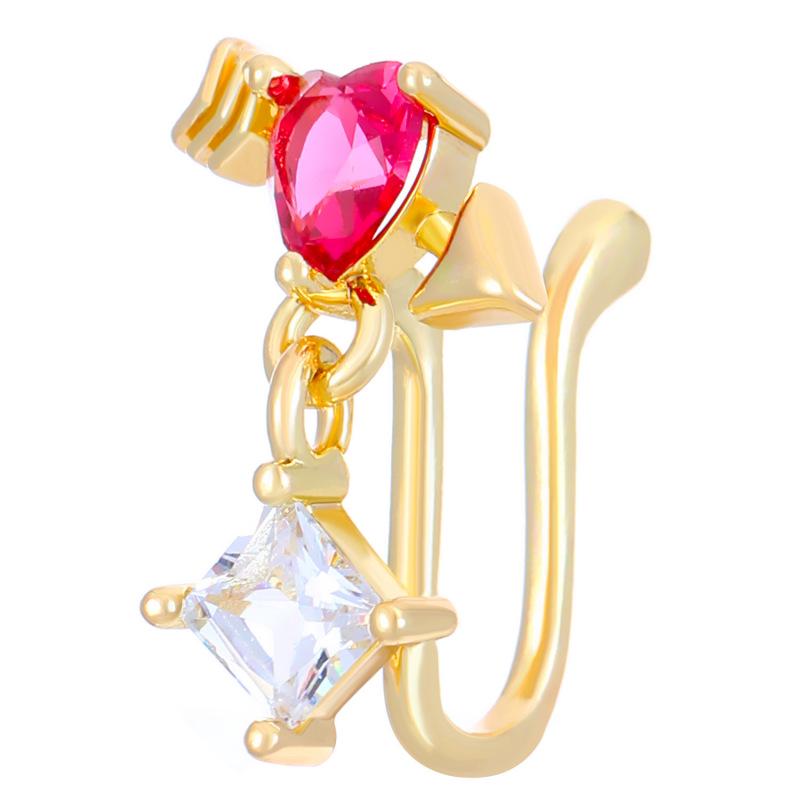 Trendy U-Shaped Copper Zircon Nose Ring - No Piercing Required