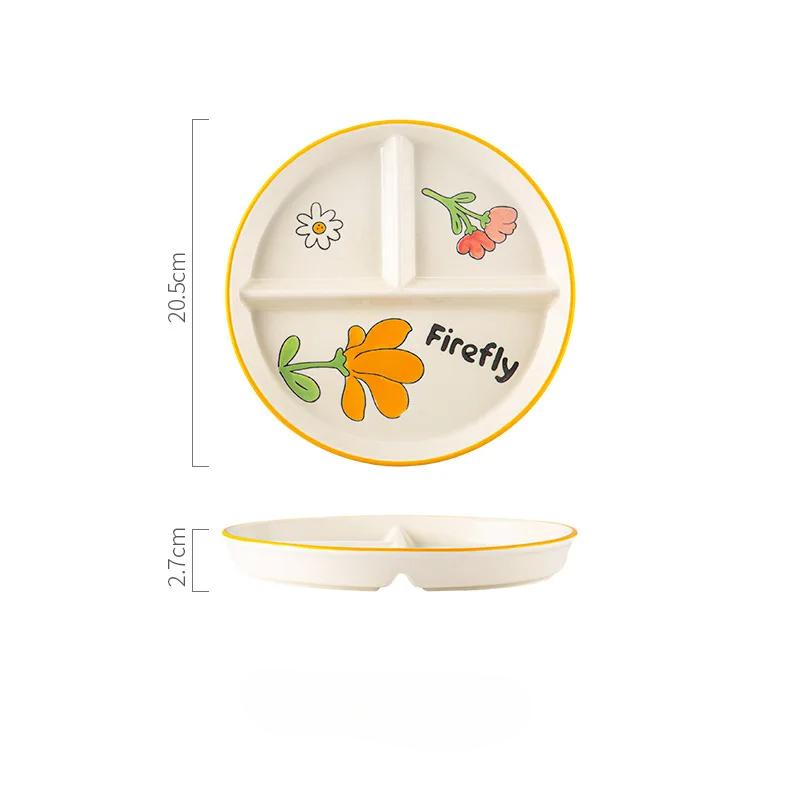 

Трехсекционная тарелка для раздельного питания, тарелка для похудения, посуда для завтрака для одного человека, детская керамическая тарелка в скандинавском стиле