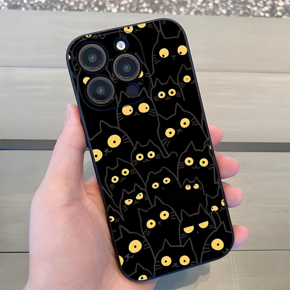 Cute Cats Background Phone Case For IPhone 17 Air 16 E Pro Max 15 14 13 Mini 12 Pro 11 Max Plus Black Soft Shell