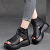 Women's Fashionable Versatile Fishbone Cutout Design Chunky Sole Breathable Roman Sandals
