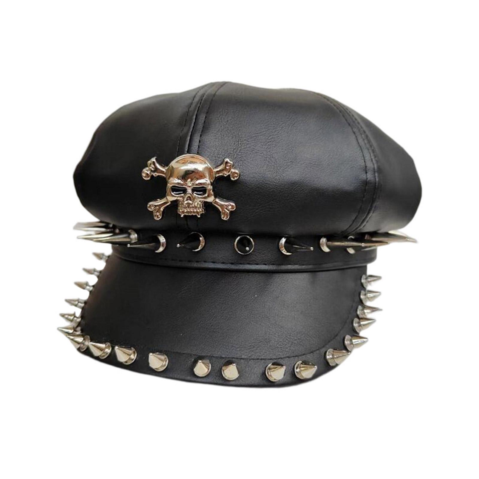 Unisex Beret Rivet Studded Painter Hat Skull Cabbie Hat for Autumn Winter Flat Hat for Daily Wear Cabbie Hat