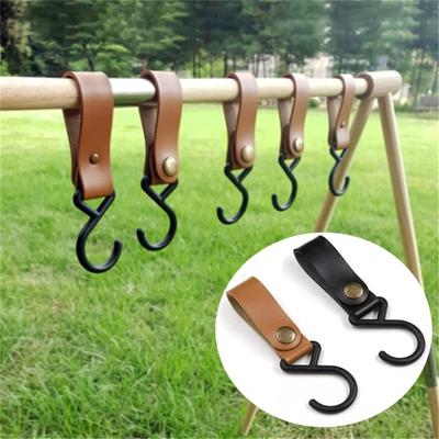 Ganchos para rack de armazenamento de acampamento ao ar livre, ganchos de PU, ganchos de corda para secar roupa de barraca, fivelas portáteis de corda de vento, clipes fixos