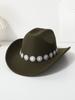 Western cowboy top hat men's and women's casual top hat flower sequined felt hat
