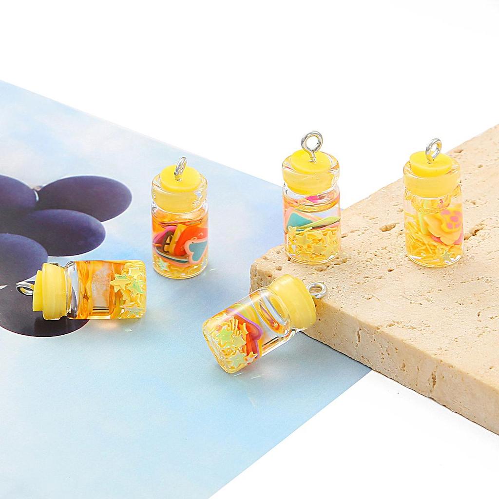 6PCS 20x10mm Mini Glass Bottle Shape Beads Ornaments Jewelry Making for Necklace Pendant Jewlery