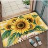 Farmhouse Floral Floor Mat Sunflower Welcome Yellow Plaid Pattern Anti‑Slip Washable Doormat Entryway Porch Home Decor