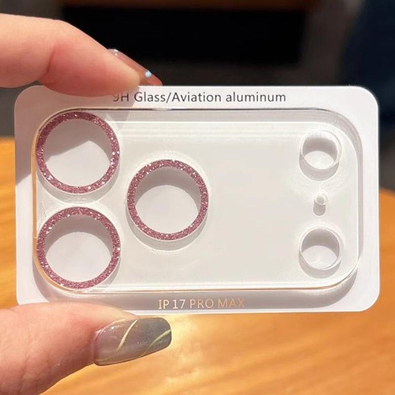 

Glitter Camera Lens Protector Film for iPhone 17 Pro Max Air Clear Lens Protective Glass Full Coverage Anti-Scratch Lens Cover For 17Pro Max (1pcs розовый