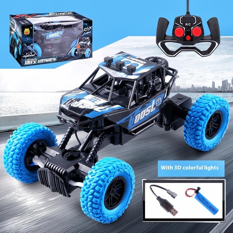 New Remote Control Off-Road Climbing Car With Colorful Flashing Lights Rubber Wheels Rc Rechargeable Toy For Boys Kids Gift