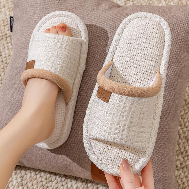 Cotton Linen Anti-Slip Indoor Slippers for Women and Men - Spring/Autumn Casual Comfort