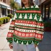 Women's Trendy Christmas Print Crewneck Sweatshirt Lightweight Casual Pullover Top