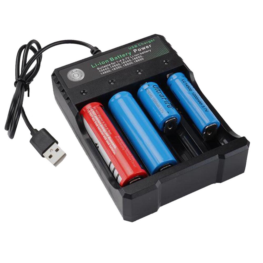 4 Slot 18650 Charger 3.7V Li-ion Battery USB Independent Charging 2X 3X 4X Portable Electronic 16340 14500 26650 Battery Charger