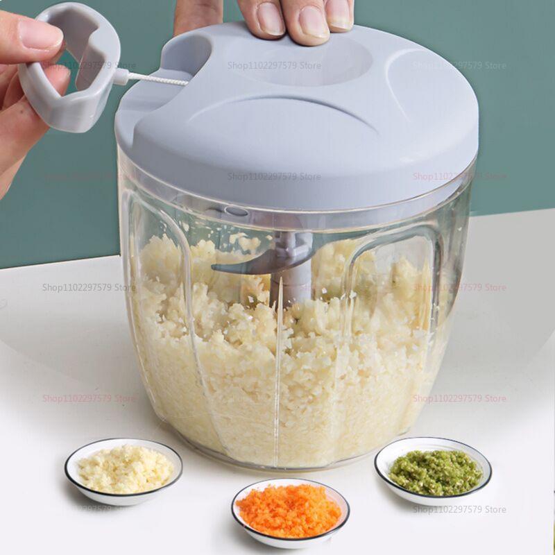 500/900 ml Knoblauchzerkleinerer, Fleischwolf, manuell drehbar, Gemüseschneider, Zerkleinerer, Slicer, Obst-Knoblauch-Zerkleinerer, Küchenhelfer, Mixer