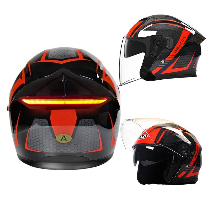 Unisex Smart LED Motorcycle Helmet with Long Battery Life, Suitable for All Seasons - Three-Quarter Design
