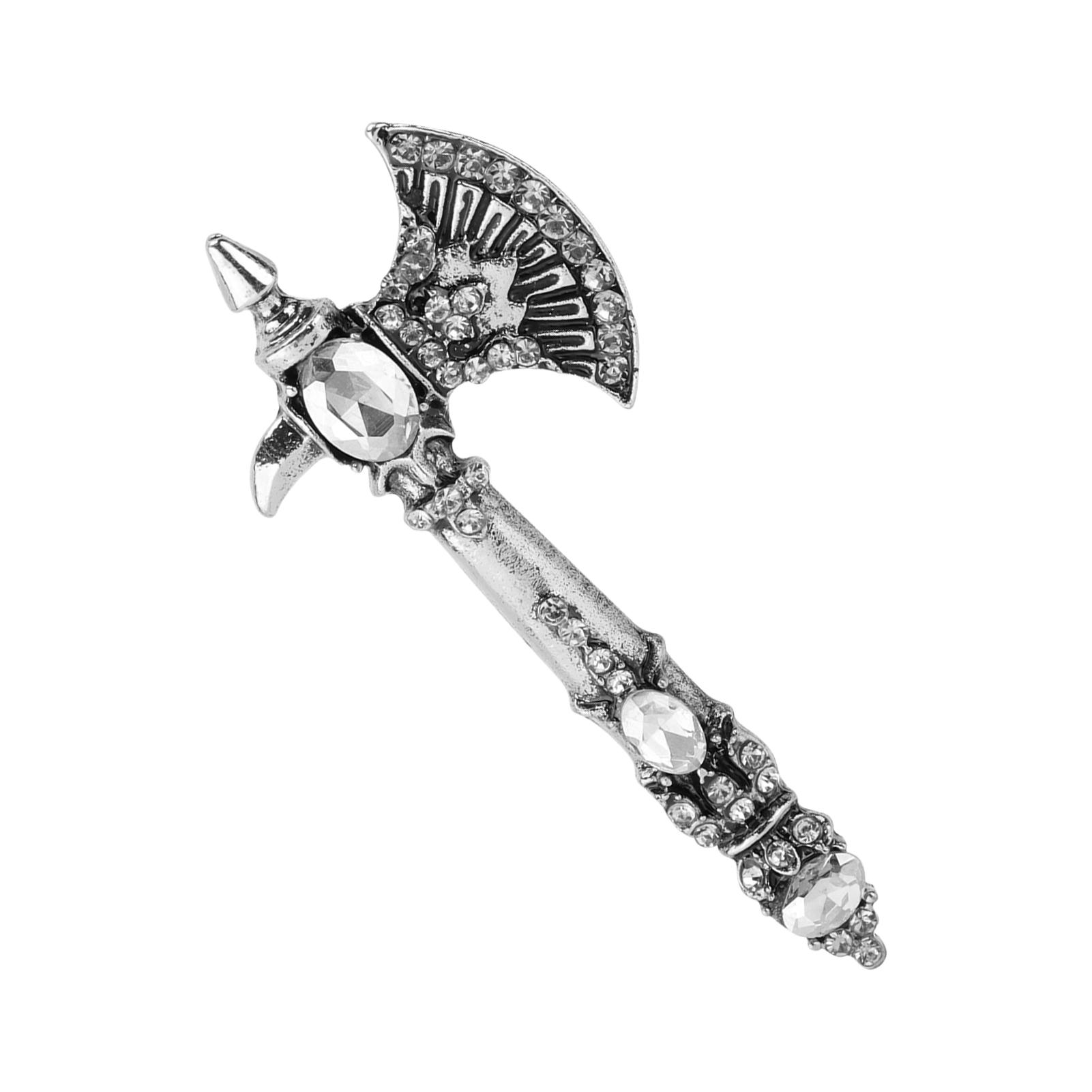 

Brooch Rhinestone Axe Brooch Vintage Tomahawk Pin Christmas Brooches for Women GirlsSilver античный серебряного