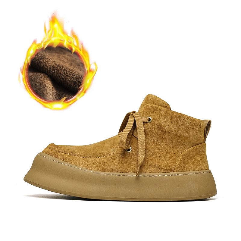 Men's Suede Leather High-Top Velvet Martin Boots - Lace-Up Thick-Soled Casual Shoes for Autumn/Winter