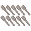 10 ks Sada magnetických šesťhranných bitov do rázového uťahováka, nástrčné bity M8x48mm, 14-palcový driek, Sivá