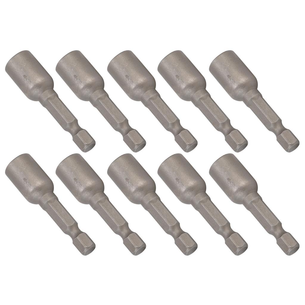 10 ks Sada magnetických šesťhranných bitov do rázového uťahováka, nástrčné bity M8x48mm, 14-palcový driek, Sivá