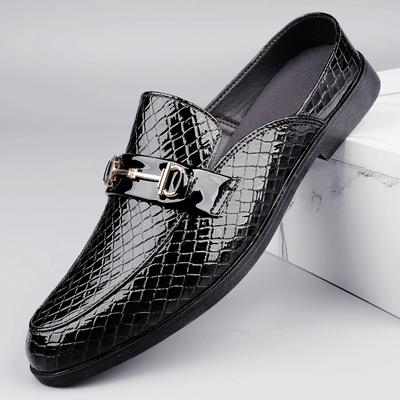 Mocassini a metà scarpa in pelle da uomo Mules Taglie Grandi Mocassini senza tacco Pantofole Scarpe Casual con Tacco Aperto Sandali da Esterno Slip-on Piatti
