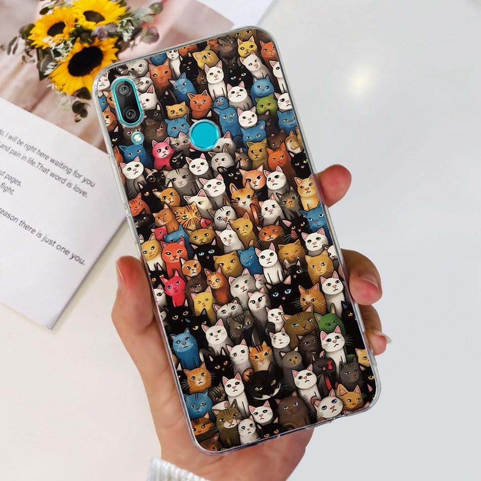 For Huawei Y7 2019 Phone Case Huawei Y7 Prime Pro (2019) DUB-LX1 LX2 LX3 Cute Panda Flower Pattern Soft Silicone TPU Cases