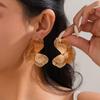High-End Ginkgo Leaf Stud Earrings - Fashionable Metal Petal Design for Evening Banquets