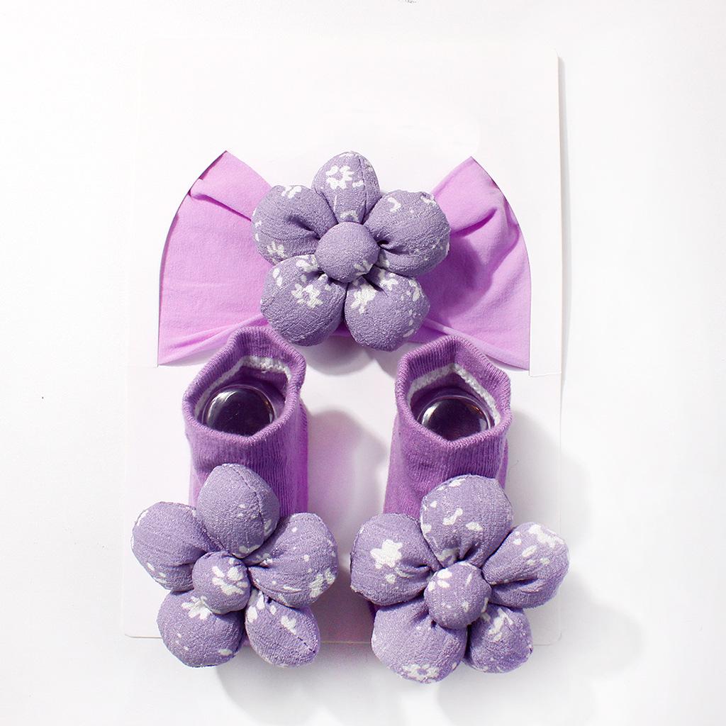 

European & American Baby Hair Accessory Set: Polka Dot Flower Breathable Headband & Forehead Protector