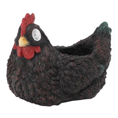 Flower Pot Hen Shape Resin   Pot with Auto Light Sensing Solar Light for Outdoor Garden