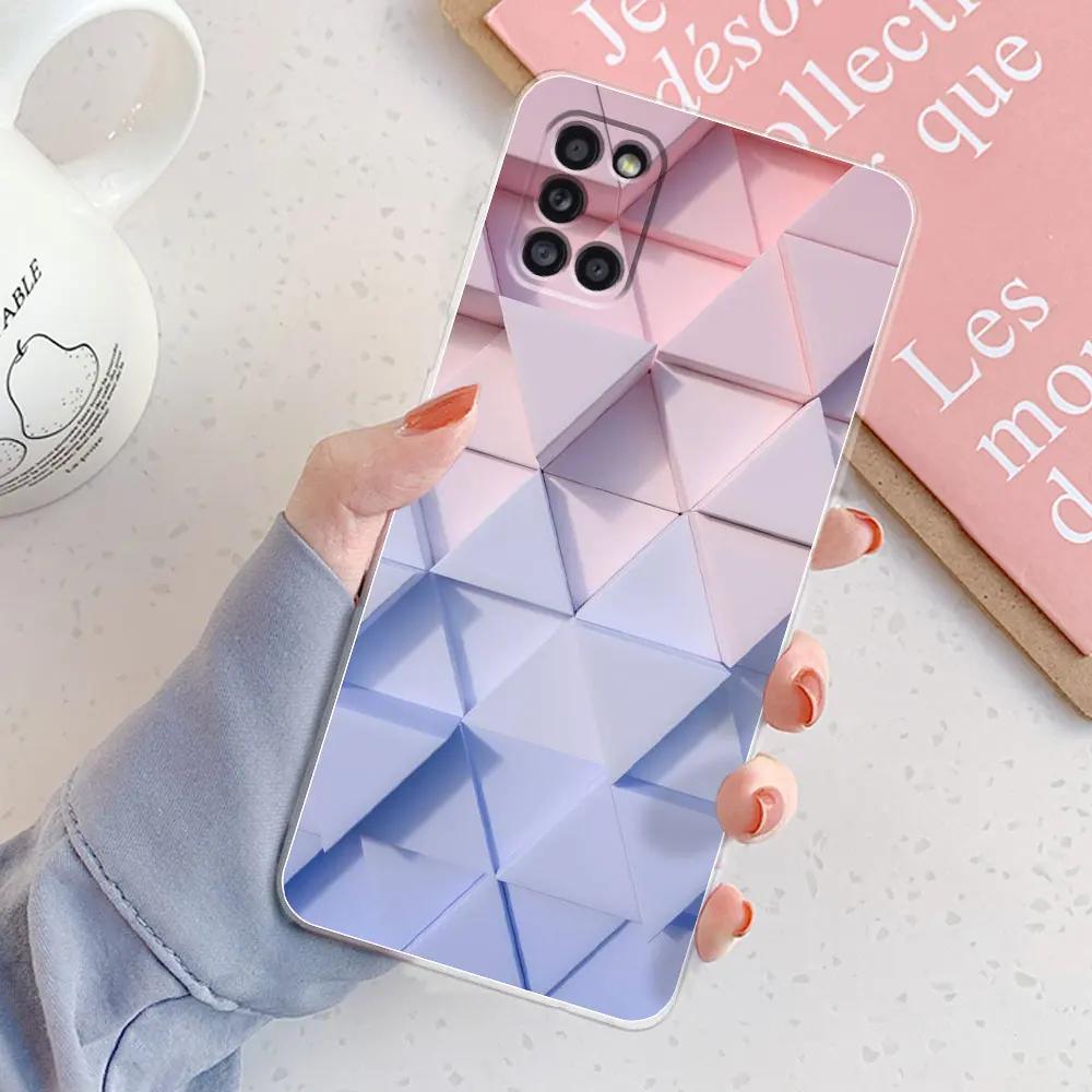 Per Samsung A31 Custodia Cover Ragazze Trasparente Morbido Silicone Custodie per Telefono Per Samsung Galaxy A31 Custodia A 31 A3 1 Custodie A31 Cover
