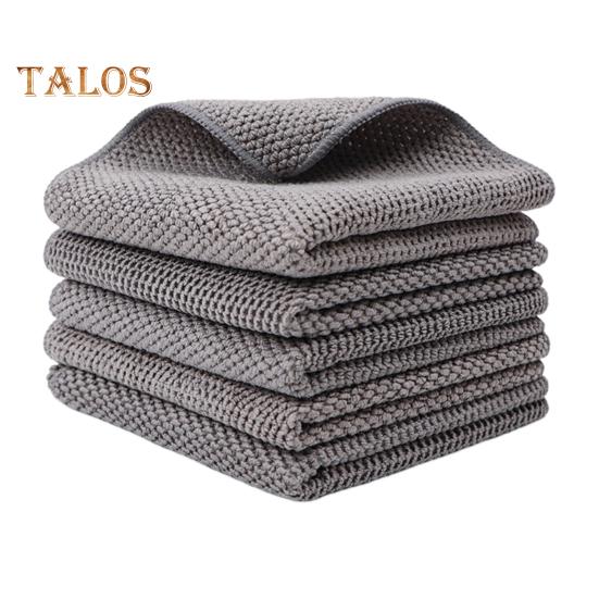 

5 шт. кухонных полотенец, однотонные полотенца для посуды со шнурком, впитывающие полотенца для рук, тряпки для уборки для домашних задач 5pcs серый