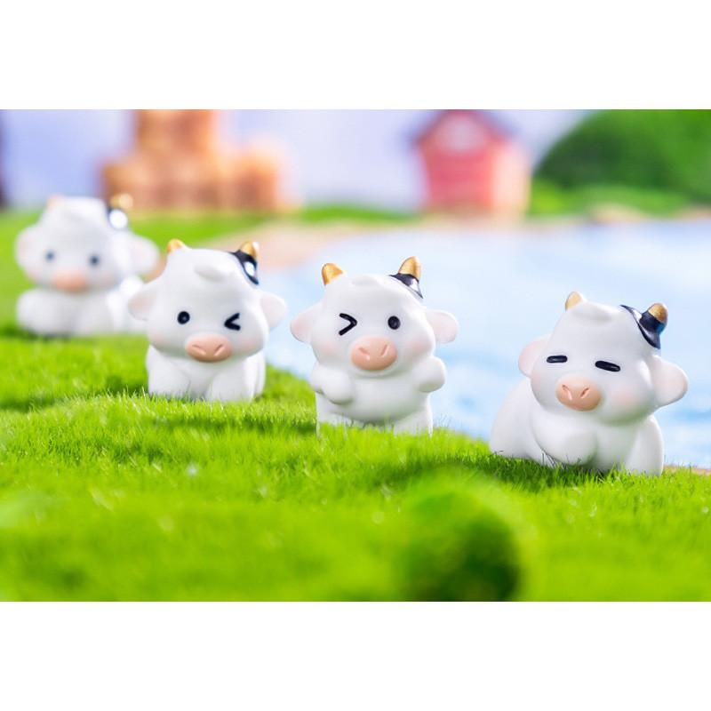 Creative Cartoon Style Resin Brave Little Cow Blind Box Car Decoration Miniature Figurine