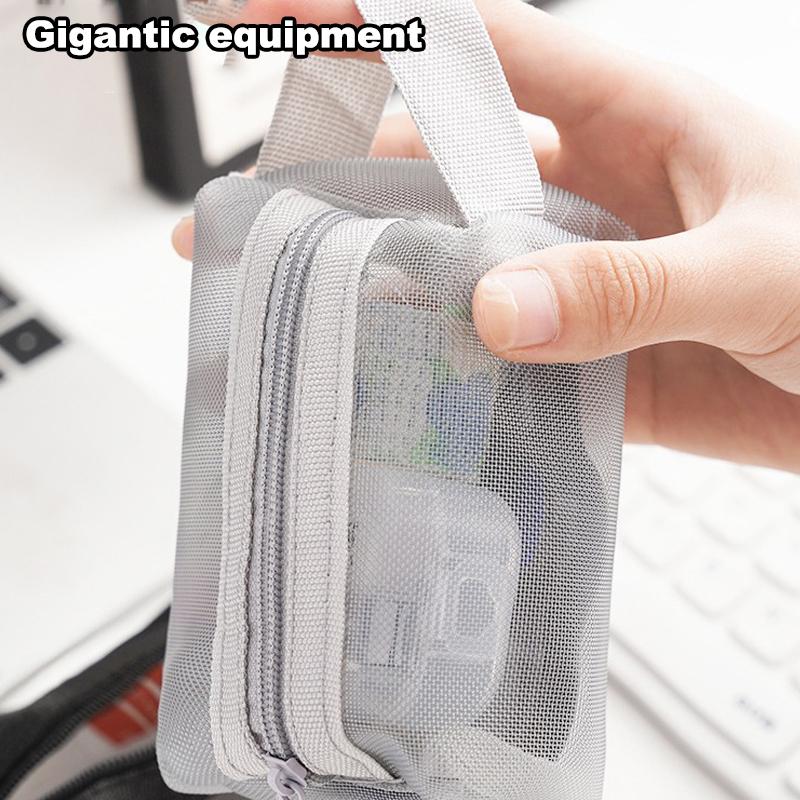 Mesh Cosmetic Pouch Lipstick Storage Bags Coin Purse Headphone Case Organizer Data Cable Id Card Bank Card Storage