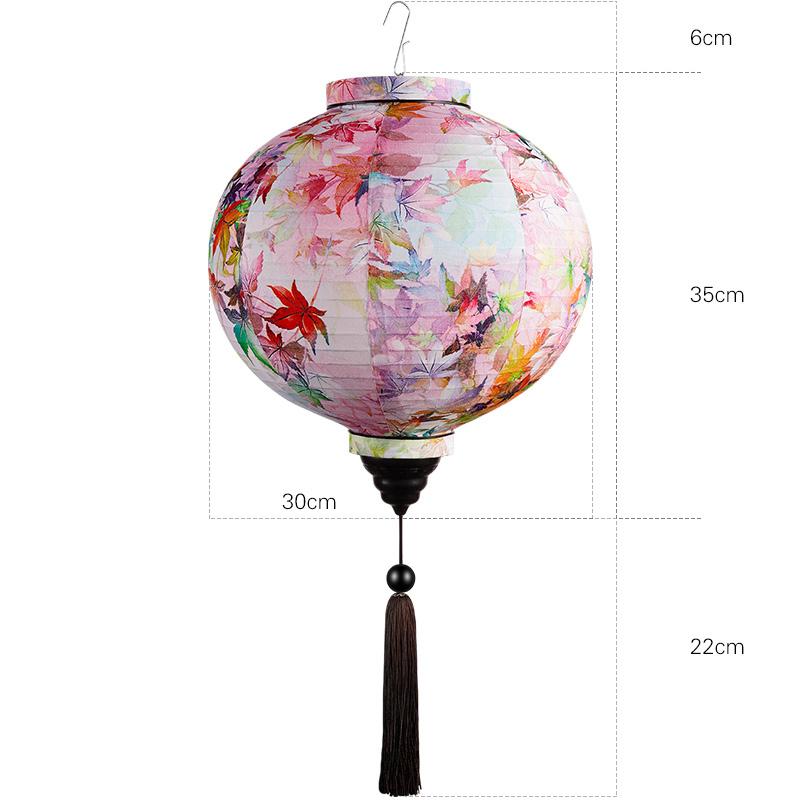 12/14inch Traditional Chinese Style Flower Printing Silk Lantern Outdoor Spring Festival Decor Vietnam Mid-autumn Round Lantern