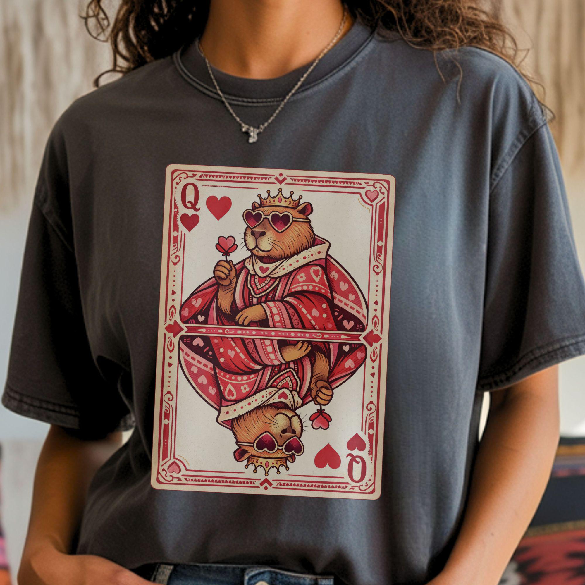 

2026 Summer Womens Queen of Chill Capybara T Shirt Pure Cotton and Breathable Short Sleeve Streetwear Oversized Loose Casual S