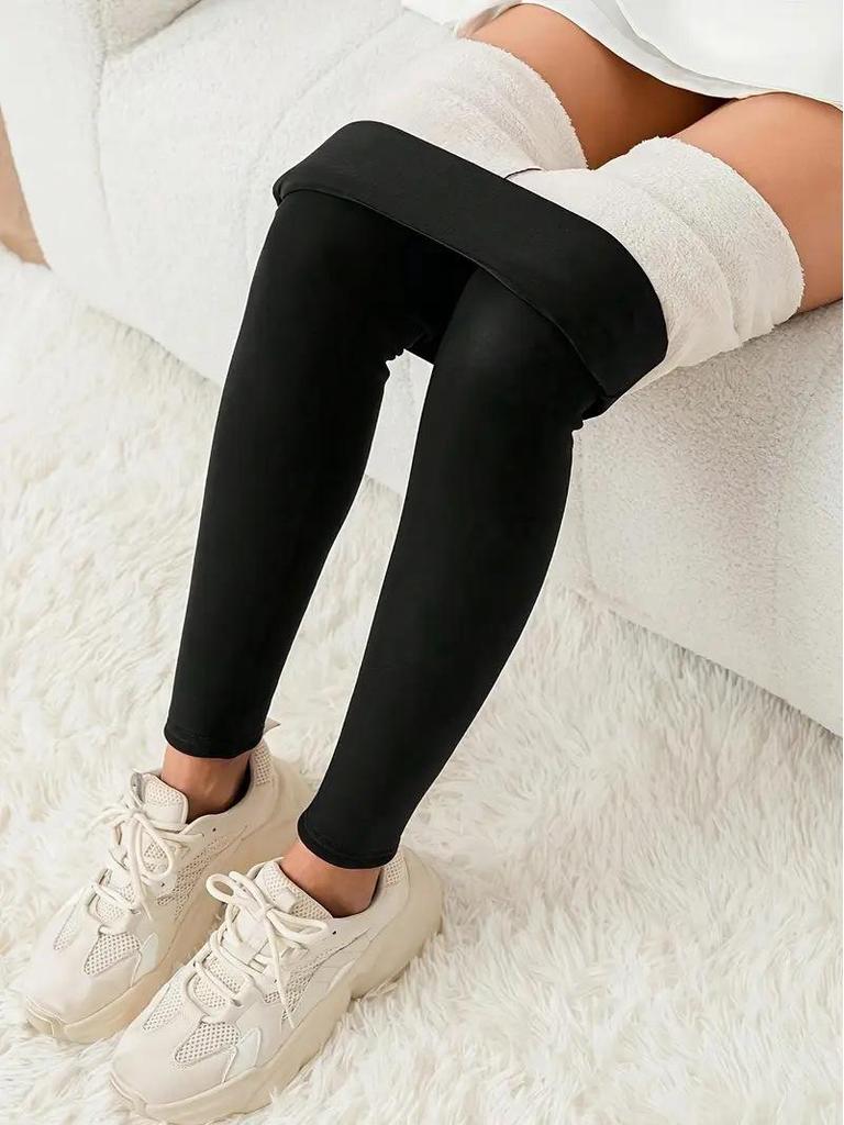 Women's High-Waisted Fleece Yoga Leggings - Elastic, Warm, Slimming, Tummy Control, Autumn/Winter Style