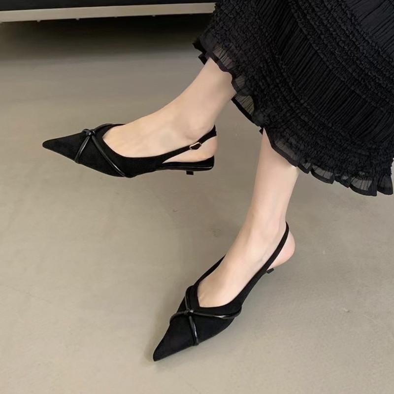 Fashion Bailamos 2025 New Brand Women Sandals Thin Med Heel Outdoor Dress Mules Fashion Shallow Slip On Ladies Slingback Shoes