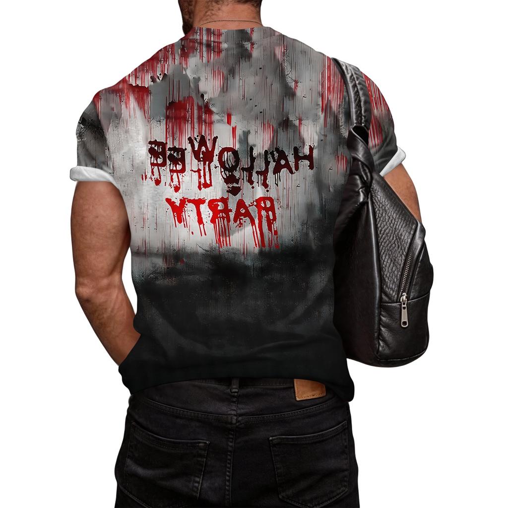 Men's Halloween Graphic Print T-Shirt Loose Fit Short Sleeve Casual Tee