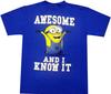 Official Despicable Me - Awesome And I Know It Minions Juvy and Youth 100% Cotton T-shirt Mens Tees Top