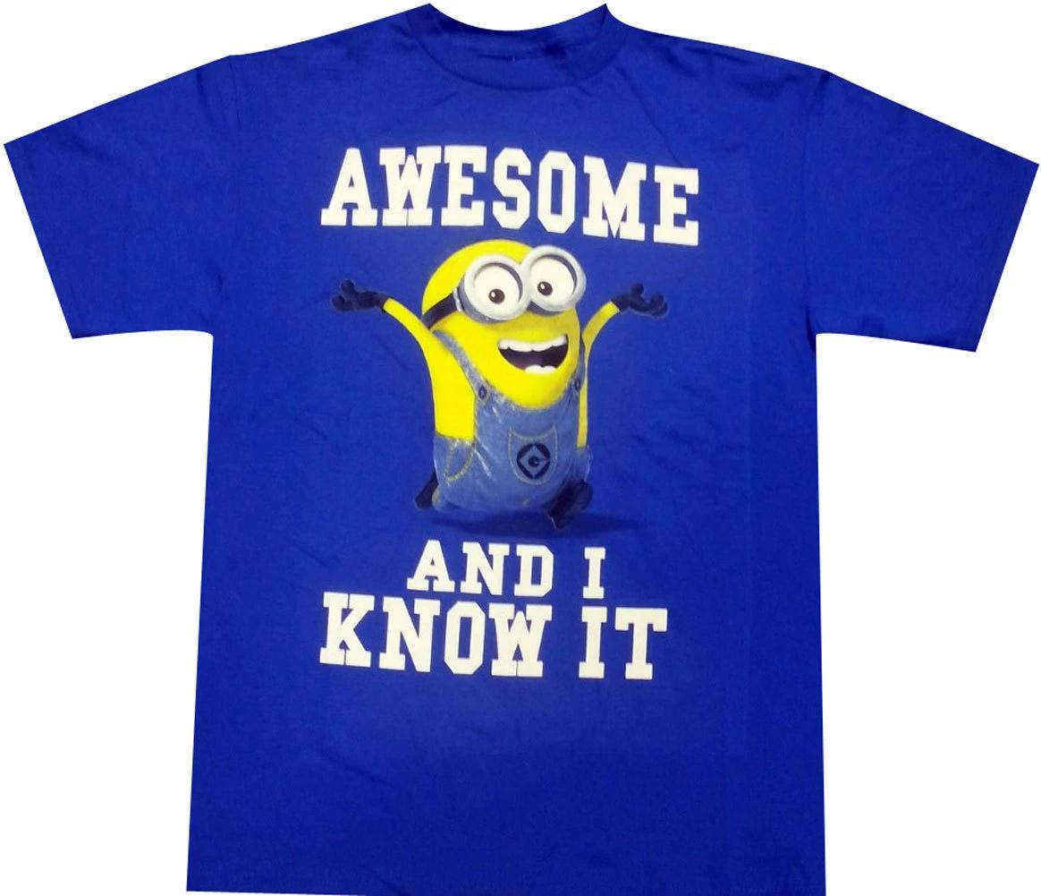 Официальная футболка Миньоны из мультфильма «Гадкий я» - «Потрясающий, и я это знаю» Хлопок 100% Мужская футболка Топ XL