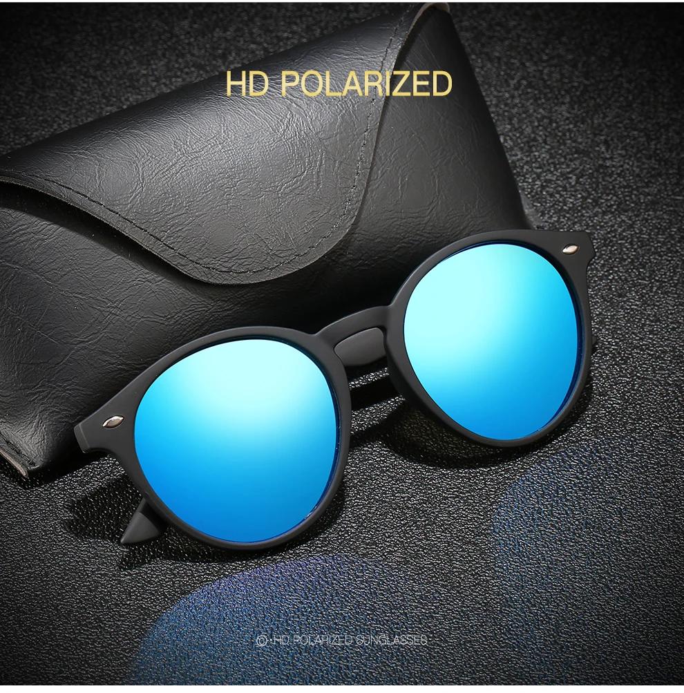 Round Polarized Sunglasses Men Women Classic Vintage Black Driving Sung Glasses Hiking Oval Designer Retro Sunglasses UV400