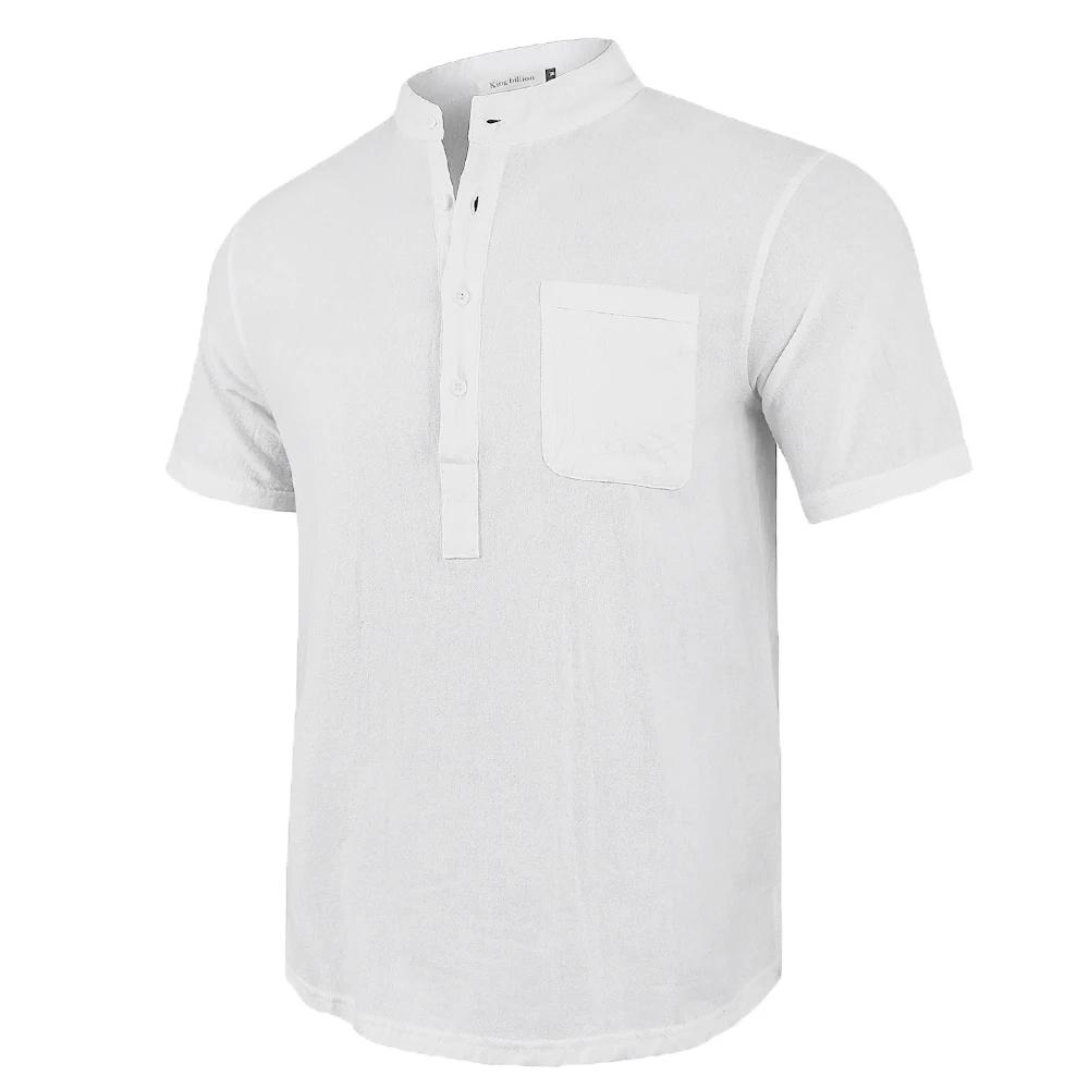 Pánské neformální bavlněné plátěné tričko Pure Color Trička pro muže Streetwear Plážové topy Trička Prodyšné tričko s krátkým rukávem Vintage